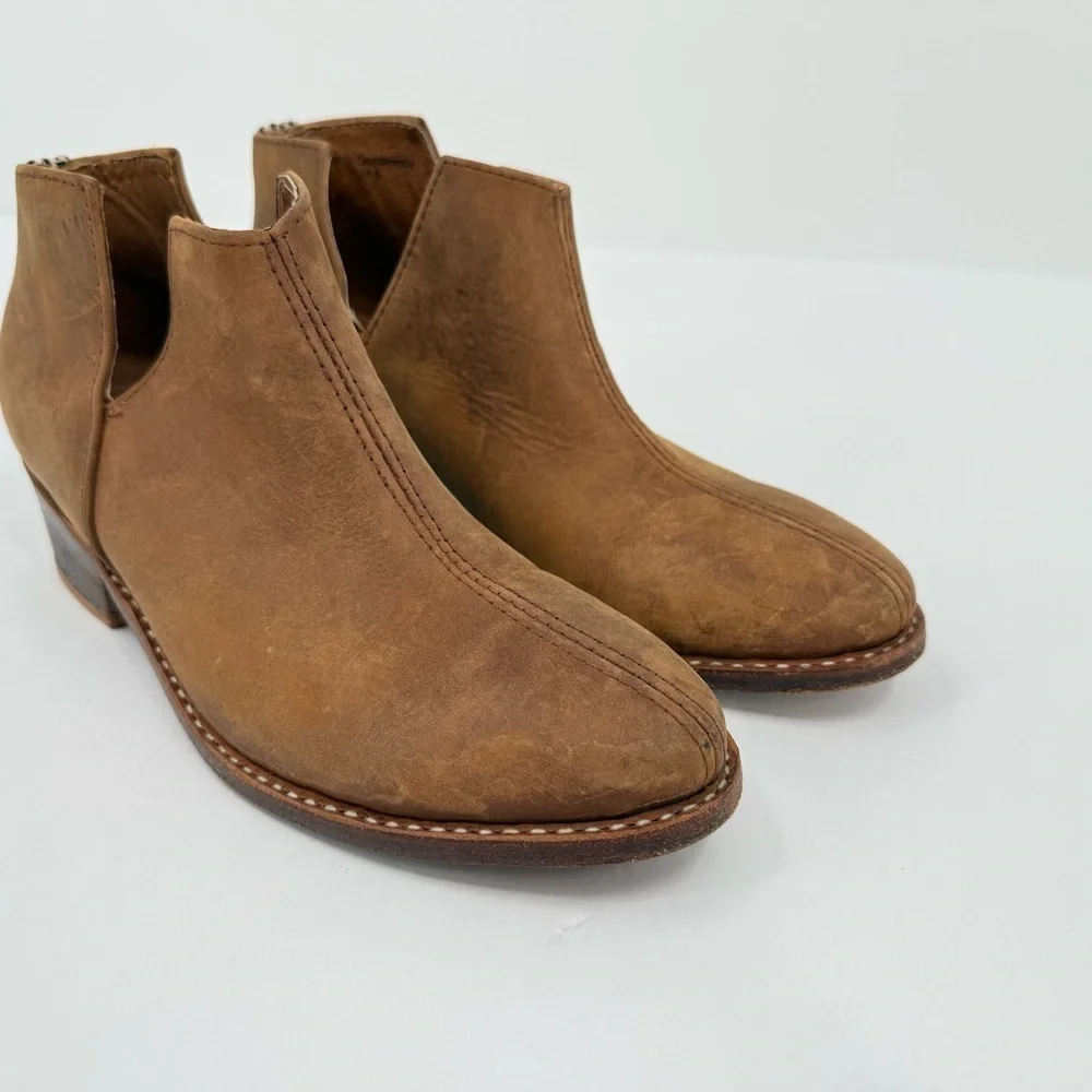 The Root Collective x Dressember Blythe Handmade Leather Chestnut Brown Bootie 6